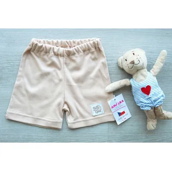 AMÁLKA Bavlněné kraťasy, oříškové, výšivka Velikost: 92-98