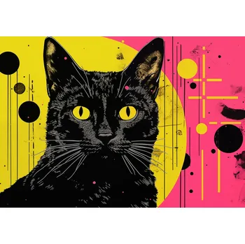 Plakát Plakát Neonový Kocour bez rámu 100 x 70 cm