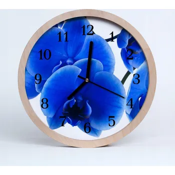 Hodiny Dřevěné nástěnné hodiny tiché Orchidej Květiny 25 cm