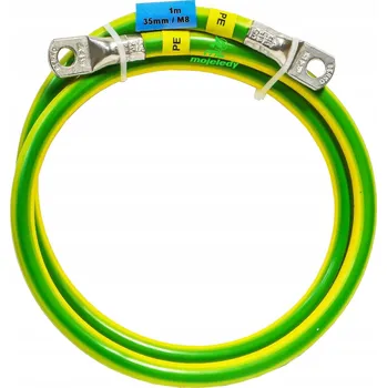 elektrický kabel 1m zemnící kabel s okem Lgy 35mm M8 zalisované ž/o
