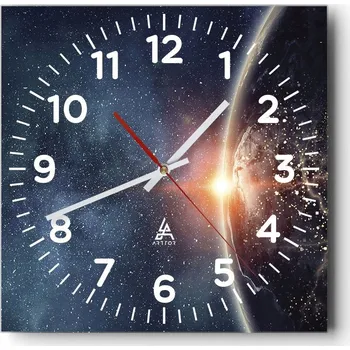 Hodiny Kuchyňské nástěnné hodiny 30x30 Kosmos Skleněné hodiny do obýváku Moderní Tiché