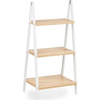 Knihovna Bambusová police regál žebříkový 30x40x81,5 cm bílý