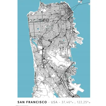 Obraz Plakát Mapa San Francisca bez rámu 29,7 x 42 cm