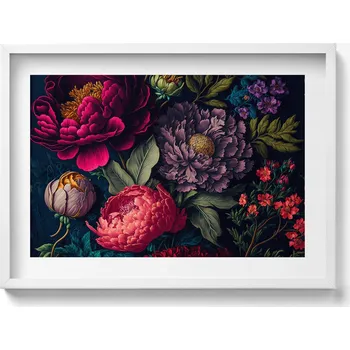 Obraz Nástěnný obraz v bílém rámu - Vintage kytice botanických květin 70x50 cm