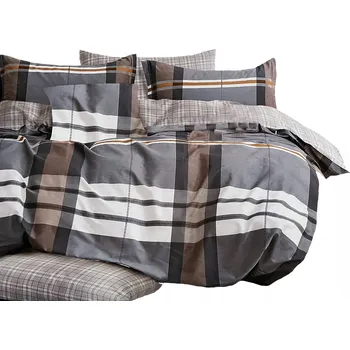 Povlečení SATÉNOVÉ POVLEČENÍ BAVLNA 200x220 BAVLNA 100 SADA 3 POVLAKŮ NA POLŠTÁŘE 70x80 SZARA KRATA