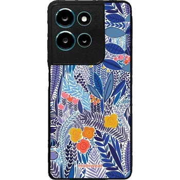Pouzdro na mobilní telefon Lesklý kryt Mobiwear Glossy - Motorola Moto G75 5G - G037G - Modrá květena (Prémiové lesklé pouzdro, obal, kryt Mobiwear Glossy na mobil Motorola Moto G75 5G - G037G - Modrá květena, materiál Plast + TPU silikon - krytí po všech stranách, neošoupatelný)