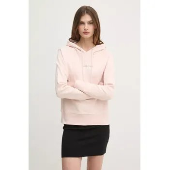 Dámská mikina Mikina Calvin Klein Jeans dámská, růžová barva, s kapucí, hladká, J20J225358 03X, vel. XS