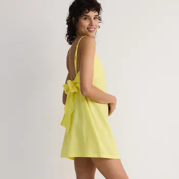 Dámské šaty Reserved - Mini šaty z lněné směsi - žlutá - 843AX-11X - 843AX-11X-L