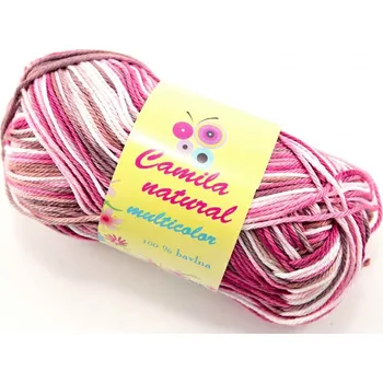 Příze Příze Camila natural multicolor - růžovo hnědo bílá - číslo barvy 9074