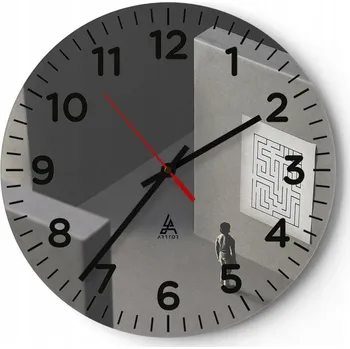 Hodiny Kuchyňské nástěnné hodiny 30x30 Labyrint Moderní skleněné hodiny do obýváku Tiché