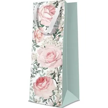 Dárková taška Dárková taška na láhev VÍNO alkohol RŮŽE květiny