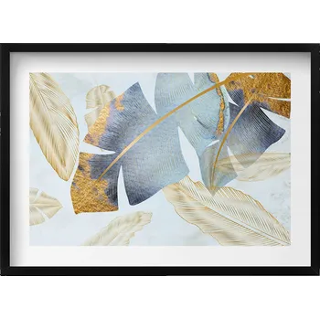 Obraz Obraz v černém rámu nástěnná dekorace Glamour, motiv banánové listy, 70x50 cm