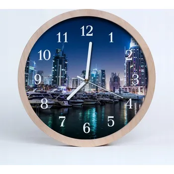 Hodiny Dřevěné nástěnné hodiny tiché Město budovy