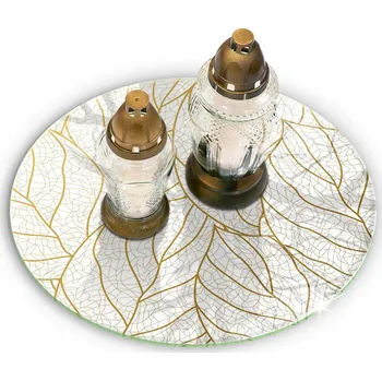 Obraz Podložka pod svíčky s potiskem Vzor line-art listy Velká kulatá průměr 40 cm