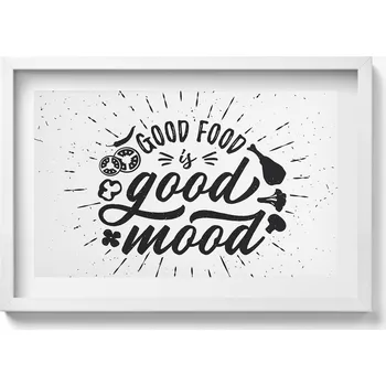Obraz Elegantní obraz do obýváku Good food is good mood - nápis do kuchyně 60x40 cm