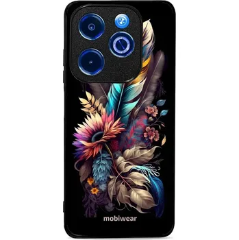 Pouzdro na mobilní telefon Lesklý kryt Mobiwear Glossy - Infinix Smart 8 - G011G Kytice s pírkem (Prémiové lesklé pouzdro, obal, kryt Mobiwear Glossy na mobil Infinix Smart 8 - G011G Kytice s pírkem, materiál Plast + TPU silikon - krytí po všech stranách, neošoupatelný potisk, tenk