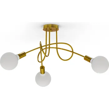 Zlaté Závěsné Stropní Svítidlo LED 3X E27 Lustr Žárovky Obývací pokoj