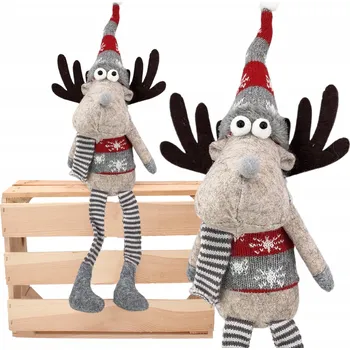 Vánoční dekorace Figurka Skřítek Sob Sedící Vánoční 40 cm