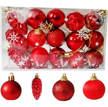 Vánoční dekorace ČERVENÉ VÁNOČNÍ BAŇKY 1 5 KUSŮ 4 CM