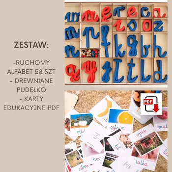 Dřevěná hračka Pohyblivá Abeceda Písmena, Krabička, Montessori