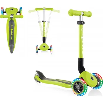 Koloběžka Dětská skládací balanční koloběžka se 3 kolečky a LED osvětlením Junior Globber zelená