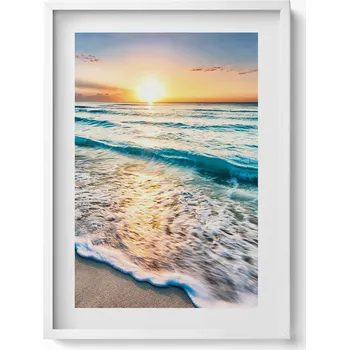 Obraz Nástěnný dekorativní foto obraz v bílém rámu Pláž moře písek 50x70 cm