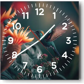 Hodiny Nástěnné hodiny do obýváku 40x40 Pták Tiché hodiny na skle Stylové