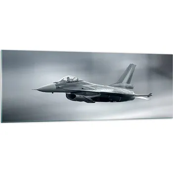 Obraz Skleněný foto obraz 140x50 stíhačka obývák ložnice sklo na zeď velký