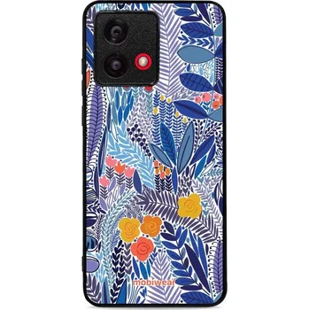 Pouzdro na mobilní telefon Lesklý kryt Mobiwear Glossy - Motorola Moto G84 - G037G - Modrá květena (Prémiové lesklé pouzdro, obal, kryt Mobiwear Glossy na mobil Motorola Moto G84 - G037G - Modrá květena, materiál Plast + TPU silikon - krytí po všech stranách, neošoupatelný potisk,)