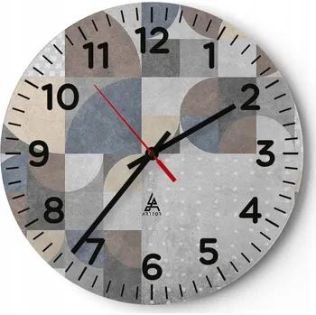 Hodiny Nástěnné hodiny do obýváku 40x40 Abstrakce Kulatý Skleněné hodiny Loft Tiché