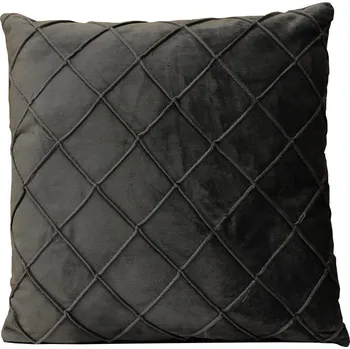 Polštář POVLAK s POLŠTÁŘ SAMETOVÝ POLŠTÁŘ TMAVĚ ŠEDÝ 40x40 kosočtverec