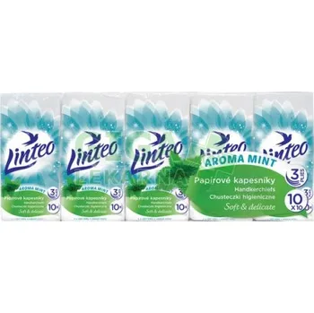 Papírový kapesník LINTEO kapesníky papírové 3vrstvé aroma Máta 10x10 ks