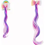Teddies Spona do vlasů mašle s jednorožcem s duhovým příčeskem kov/plast 7x30cm v sáčku