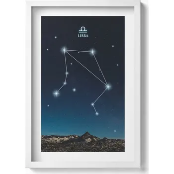 Obraz Dekorace obraz v bílém rámu na zeď Znamení zvěrokruhu Váhy 40x60 cm