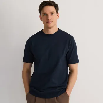 Pánské tričko Reserved - Bavlněné tričko střihu regular - tmavomodrá - 7390Z-59X - 7390Z-59X-M