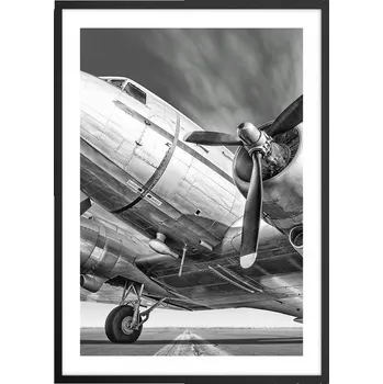 Obraz Plakát v černém rámu do obýváku ložnice 50x70 letadlo moderní obraz