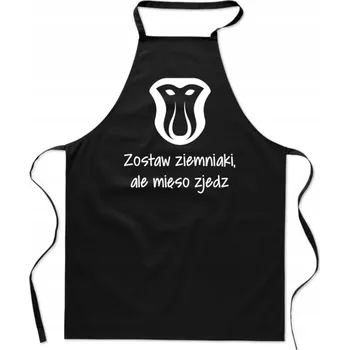 Kuchyňská zástěra KUCHYŇSKÁ ZÁSTĚRA s potiskem vtipným NECH BRAMBORY, MASO SNĚZ - Nosáč