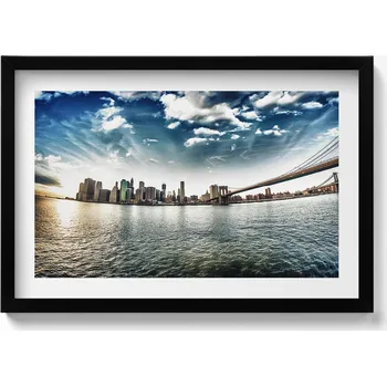 Obraz Elegantní obraz v černém rámu Město a Brooklynský most 60x40 cm