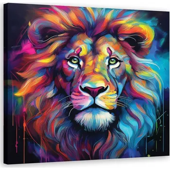 Obraz OBRAZ NA PLÁTNĚ NA ZEĎ LEV POP ART BAREVNÝ 50x50