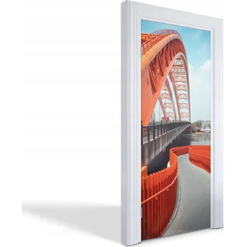 Fototapeta Dekorativní samolepka na dveře oživí vzhled – Oranžový most 85x205 cm