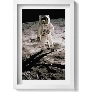 Obraz Obraz + bílý rámeček První člověk na Měsíci - fotografie NASA 20x30 cm