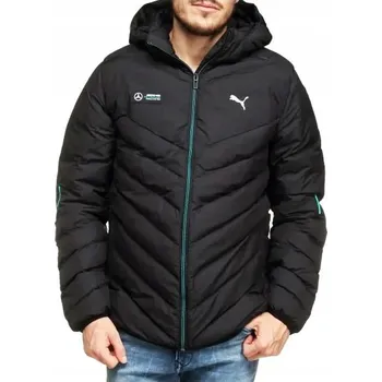 Pánský zimní kabát Pánská péřová bunda Puma černá vel. S s kapucí zateplená