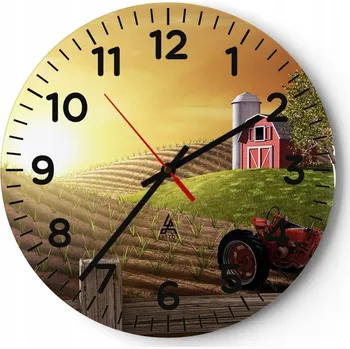 Hodiny Nástěnné hodiny do obýváku 40x40 Vesnice Kulatý Skleněné hodiny Loft Tiché