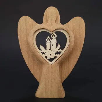 AMADEA Dřevěný anděl s vkladem - svíčky, masivní dřevo, výška 10 cm