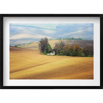 Obraz Ozdobný nástěnný obraz v rámu s grafikou Morava venkovská krajina 70x50 cm