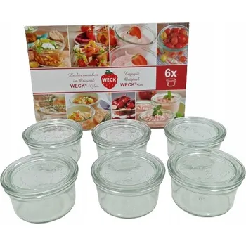 Sklenice Skleněná zavařovací sklenice Weck s víčkem o objemu 165 ml, balení po 6 kusech
