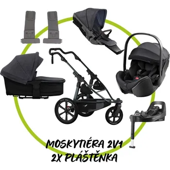Kočárek TFK - Trends for Kids Akční set TFK Sport Pro podvozek 2025 + Hluboká korba kombi Premium + sportovní sezení premium + 2x Pláštěnka + Moskytiéra 2v1 + adaptéry na autosedačku + autosedačka Britax Romer BabySafe PRO + isofix base