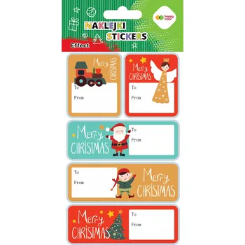 samolepka Samolepky Xmas EFFECT - Veselé Vánoce Štítek Happy Color