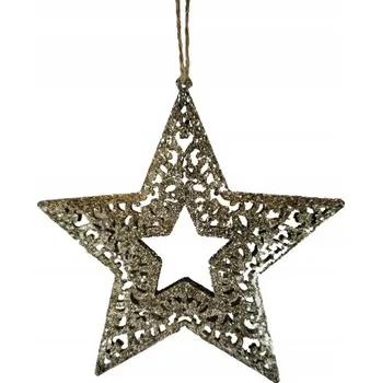 Přívěsek ZÁVĚSNÁ DEKORACE HVĚZDA ZLATÁ 20X10CM