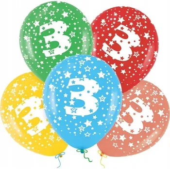 Balónek Id_4083 BALÓNKY BALÓN ČÍSLICE 3 TŘI LATEXOVÉ NAROZENINY POČET SADA 5 ks